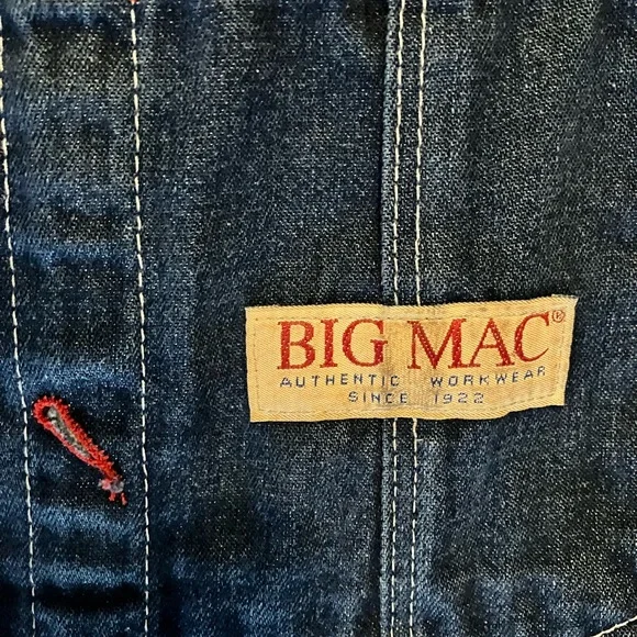 VINTAGE 70s BIG MAC Square Bak Blue Denim Work Overalls. Size 44 x 30. - Picture 3 of 9